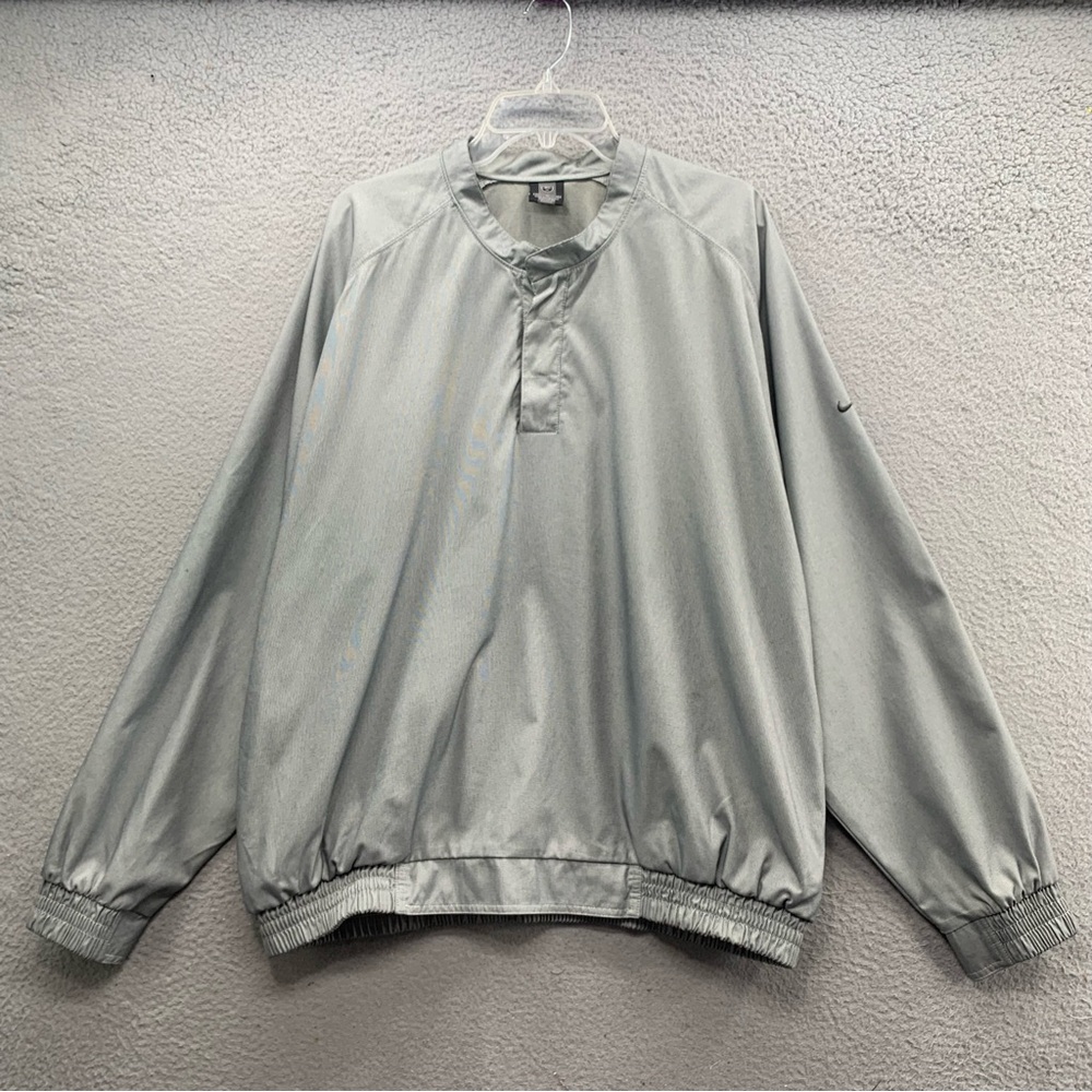 Vintage Nike Golf Pullover Jacket Men’s XL Gray 1/4 Snap Long Sleeve Nylon Blend